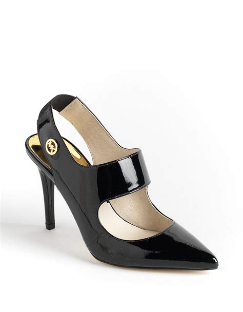 michael kors black patent leather slingback pumps|Michael Kors cap toe flats.